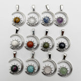 12pc Natural Stone Sun Moon Alloy Necklace Pendant Earring Jewelry Charm