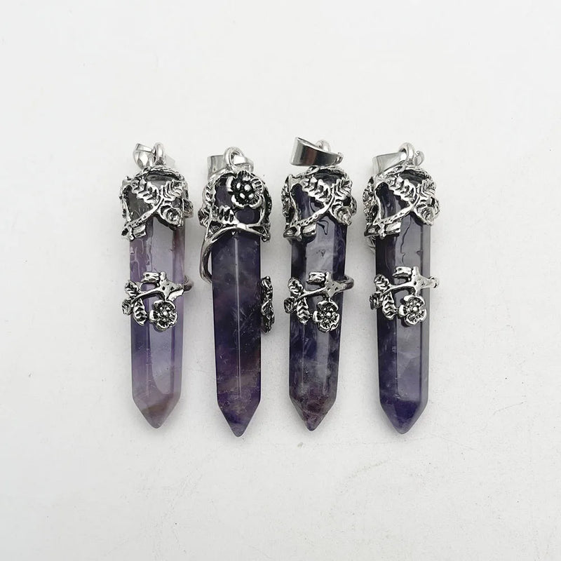 Plum Blossom Amethysts Stone Crystal Pendants for Jewelry Making