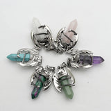 Amethyst Dragon Man Necklace Gem Stone Healing Crystal Pendant