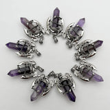 Amethyst Dragon Man Necklace Gem Stone Healing Crystal Pendant