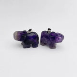 Natural Amethyst Carved Elephant Pendant for Jewelry Making
