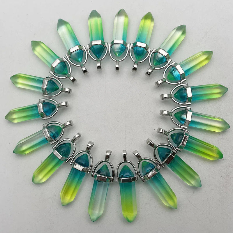 Glass Crystal Pillar Pendants for Jewelry Making Charm Pendulum 24pc