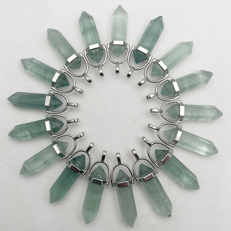 Green Fluorite Stone Pendant for Jewelry Making