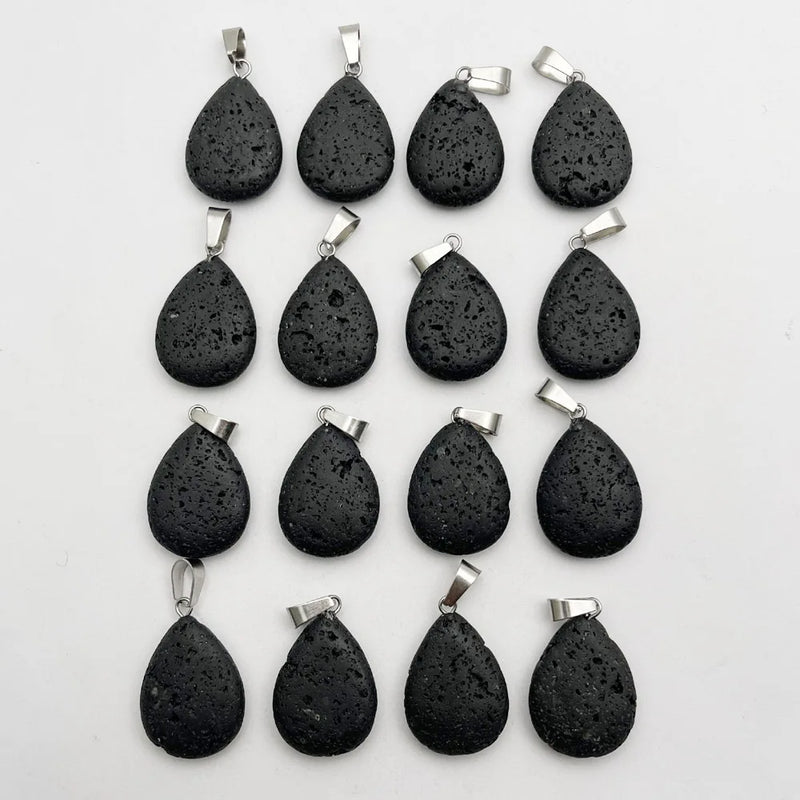 Water Drop Volcanic Rock Stone Pendant Necklace Making Jewelry Charm