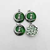 Green Natural Stone Cat Moon Necklace Pendant for Jewelry Making