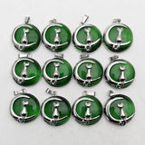 Green Natural Stone Cat Moon Necklace Pendant for Jewelry Making