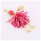 Red Rhinestone Tassel Keychain Gold Color Cute