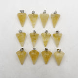 Natural Yellow Crystal Cone Charms Pendant for Jewelry Making