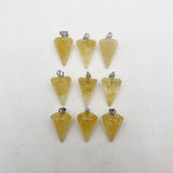 Natural Yellow Crystal Cone Charms Pendant for Jewelry Making