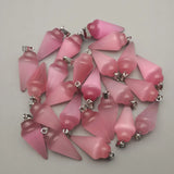 24pcs Cat Eye Stone Pendulum Pendants for Jewelry Making