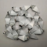 24pcs Cat Eye Stone Pendulum Pendants for Jewelry Making