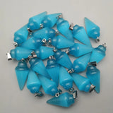 24pcs Cat Eye Stone Pendulum Pendants for Jewelry Making