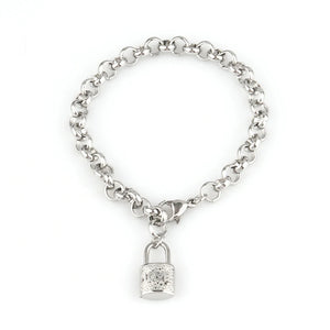 Punk Stainless Steel Handcuffs Bracelet Thick Chain Charm Bracelet