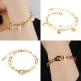 Punk Stainless Steel Handcuffs Bracelet Thick Chain Charm Bracelet