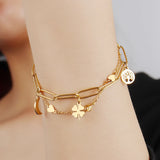 Punk Stainless Steel Handcuffs Bracelet Thick Chain Charm Bracelet