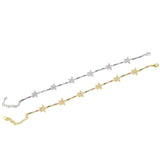 Rainbow CZ Paved Star Charm Bracelet Gold/Silver Wedding Jewelry