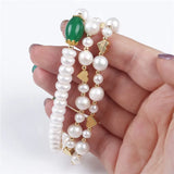 Real Pearls Button & Round Shape Charm Bracelets 925 Plated