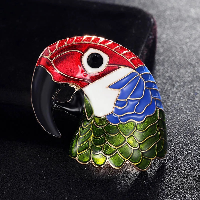 Enamel parrot heads brooches for men's party Dress Hats Collar