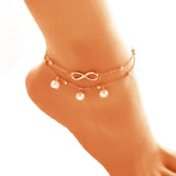 Retro Artificial Pearl 8 Character Ankle Bracelet