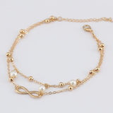 Retro Artificial Pearl 8 Character Ankle Bracelet