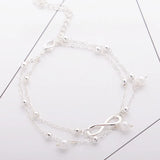 Retro Artificial Pearl 8 Character Ankle Bracelet