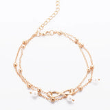 Retro Artificial Pearl 8 Character Ankle Bracelet