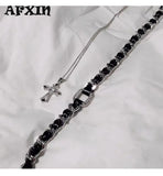 Rhinestone Cross Necklace Gothic Choker Punk Rock Jewelry