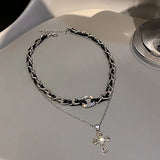 Rhinestone Cross Necklace Gothic Choker Punk Rock Jewelry