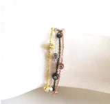 925 Sterling Silver Zircon Link Chain Bracelet 16+3cm Size