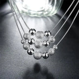 925 Silver Christmas Bead Necklace Earrings Set