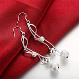 925 Silver Christmas Bead Necklace Earrings Set