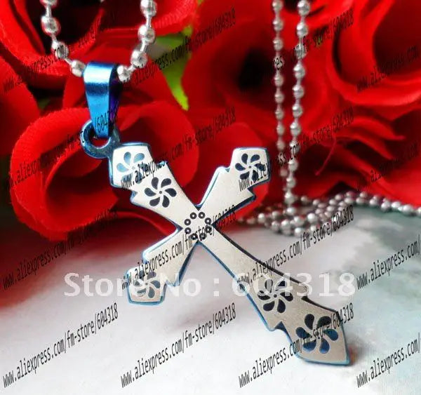 Stainless Steel Cross Pendant Necklace with Bible Design