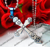 Stainless Steel Cross Pendant Necklace with Bible Design
