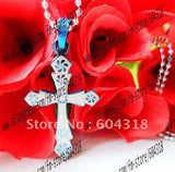Stainless Steel Cross Pendant Necklace with Bible Design
