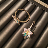 CZ Flower Hoop Earrings Bridal Wedding Jewelry