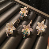 CZ Flower Hoop Earrings Bridal Wedding Jewelry