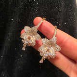 CZ Flower Hoop Earrings Bridal Wedding Jewelry