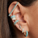 Rainbow CZ Rectangle Ear Cuff - No Piercing Ear Clip