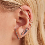 Rainbow CZ Rectangle Ear Cuff - No Piercing Ear Clip