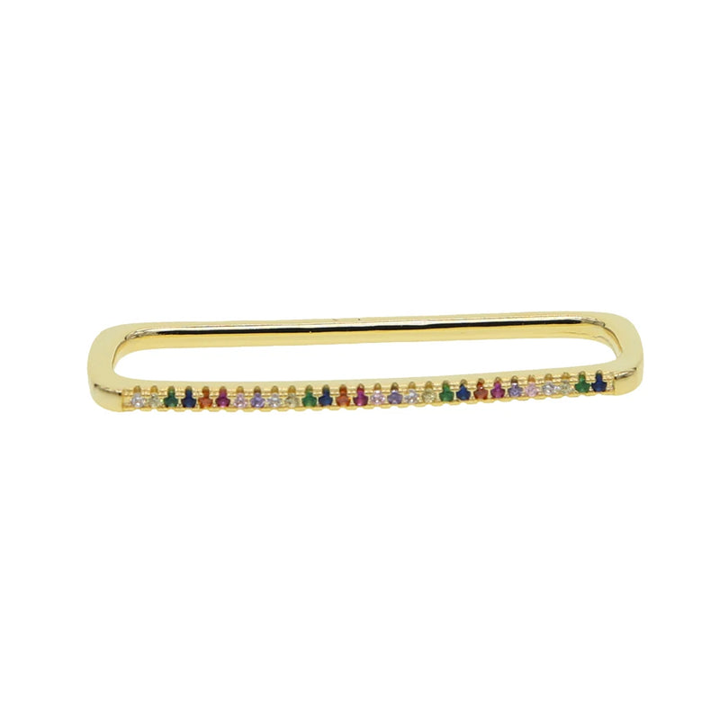 Rainbow CZ Rectangle Ear Cuff - No Piercing Ear Clip