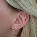 Rainbow CZ Rectangle Ear Cuff - No Piercing Ear Clip
