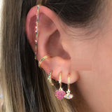 Rainbow CZ Rectangle Ear Cuff - No Piercing Ear Clip
