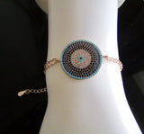 Colorful CZ Disc Bracelet with Double Chain, Adjustable Size