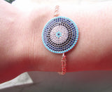 Colorful CZ Disc Bracelet with Double Chain, Adjustable Size