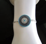 Colorful CZ Disc Bracelet with Double Chain, Adjustable Size