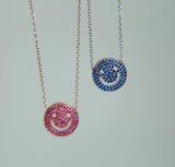 925 Sterling Silver Necklace with Blue Red CZ Pendant for Women