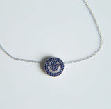 925 Sterling Silver Necklace with Blue Red CZ Pendant for Women