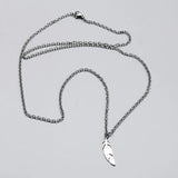 Feather Necklace Stainless Steel Long Chain Pendant Couples Jewelry