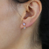 925 Sterling Silver CZ Flower Earrings for Women