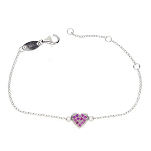 Sterling Silver CZ Heart Charm Valentines Bracelets
